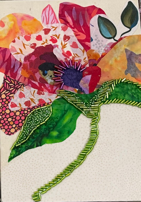 Colorful floral design beads on a neutral soft background