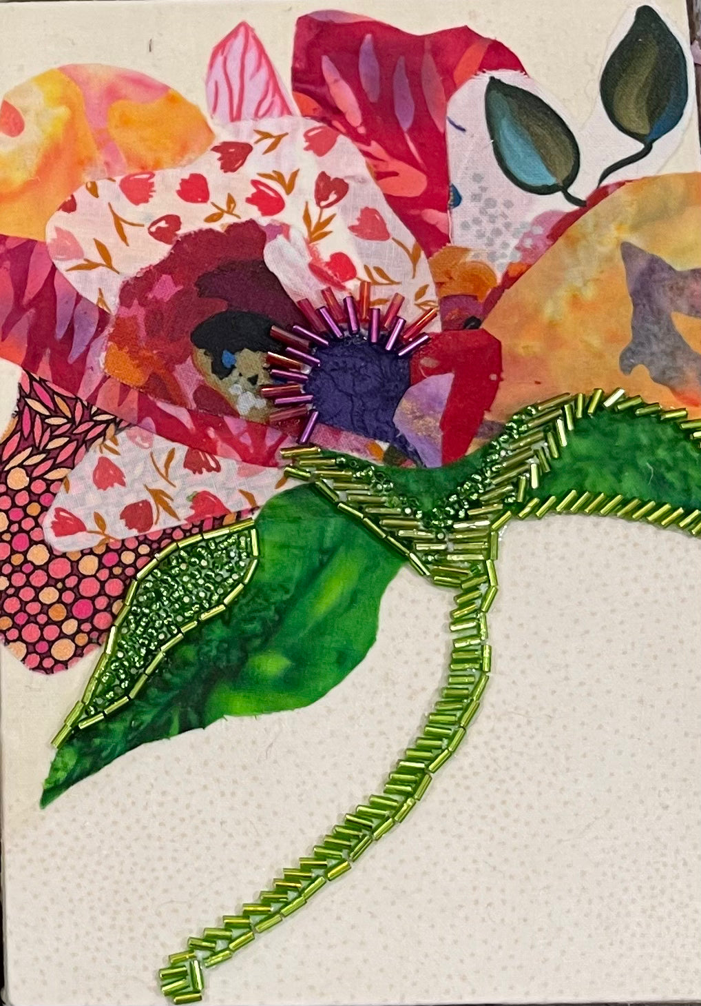 Colorful floral design beads on a neutral soft background