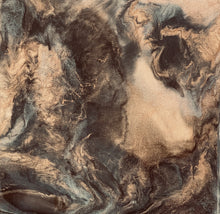 Close detail of the shimmer pigment and gold veining in the cream current on Quiet Canyon by Robyn Moore Arts