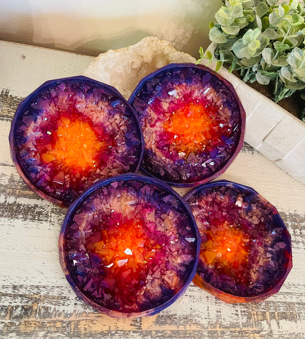 Coasters #76- Crystal Epoxy set of 4 - SOLD