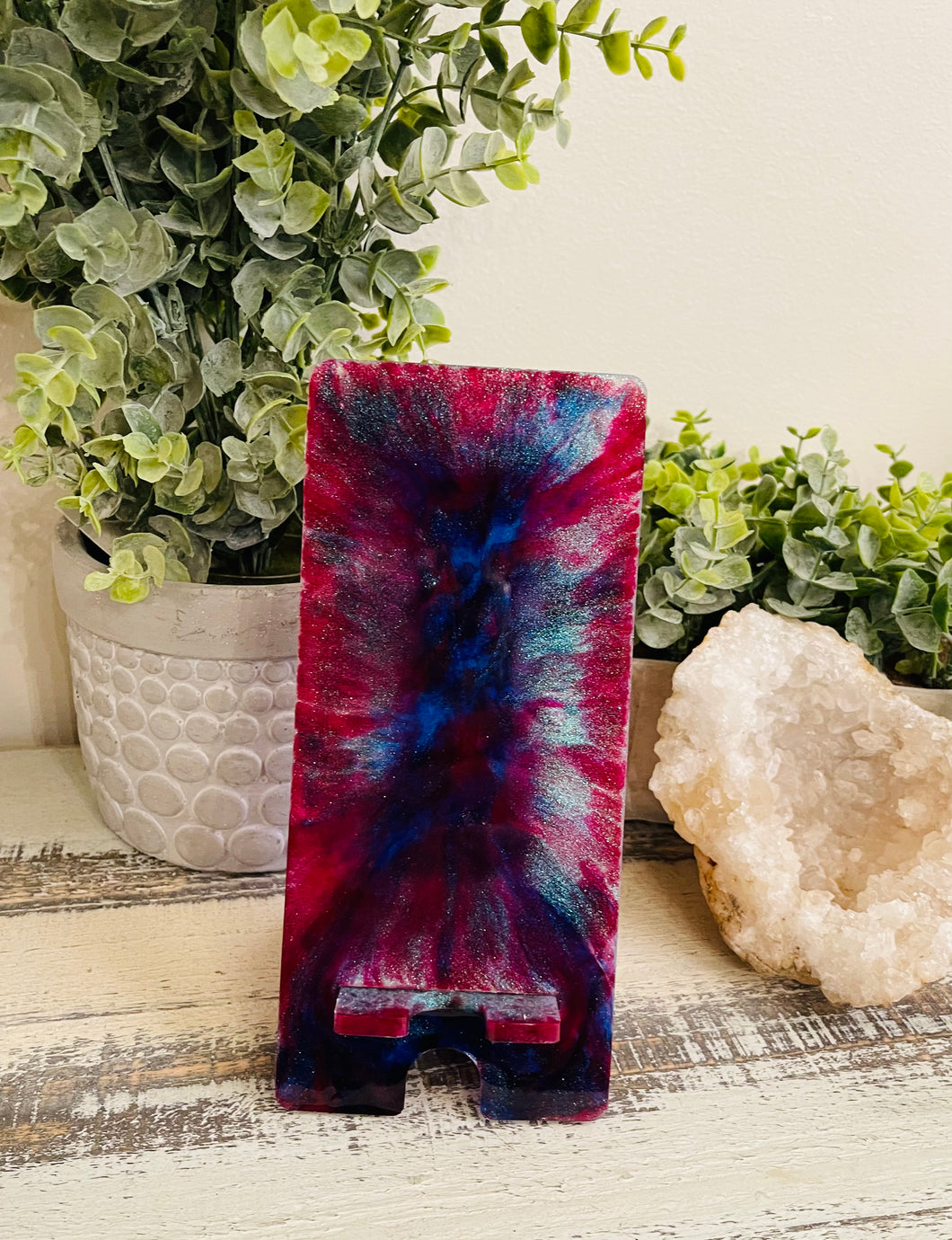 Phone Stand 16 - Crimson and Blue with Blue Color Shift pigment - SOLD