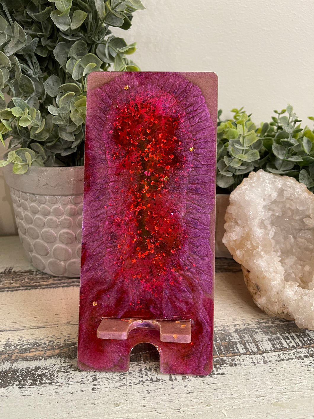 Phone Stand 20 - Pink and Orange with Pink Color Shift Phone Holder - SOLD