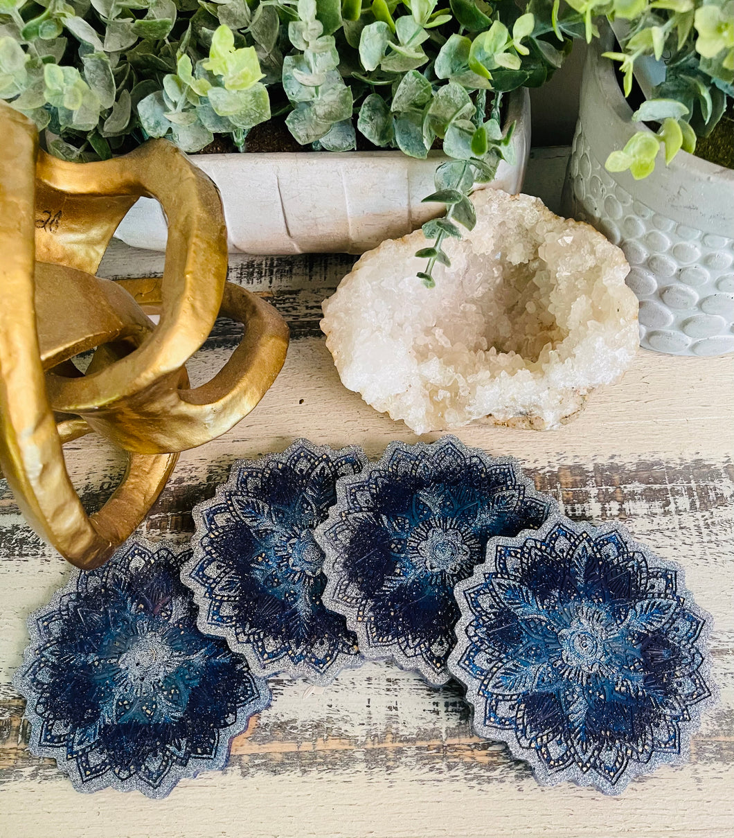 Coasters Flower #91- Crystal Epoxy set of 4
