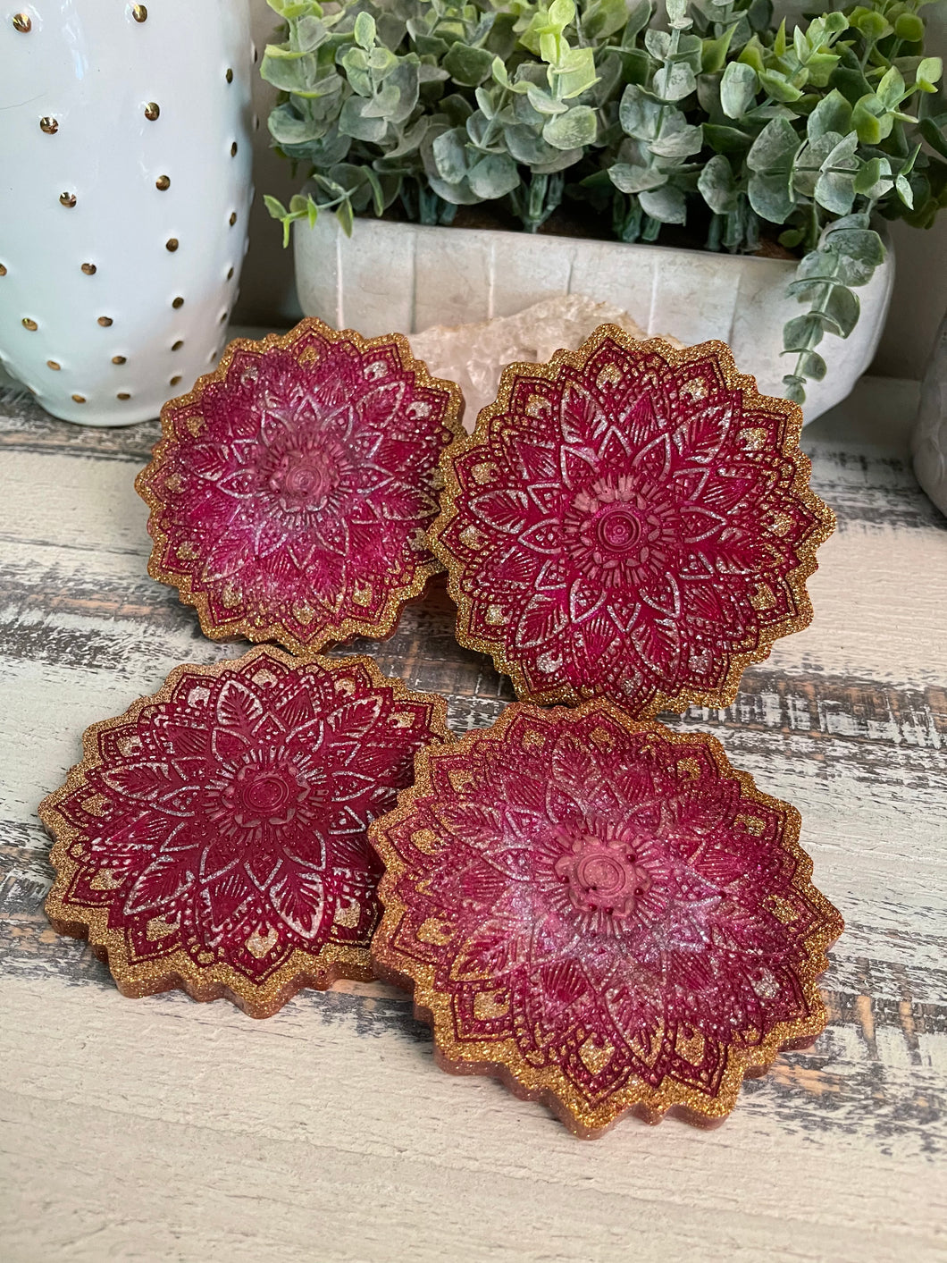 Coasters Flower #83- Crystal Epoxy set of 4