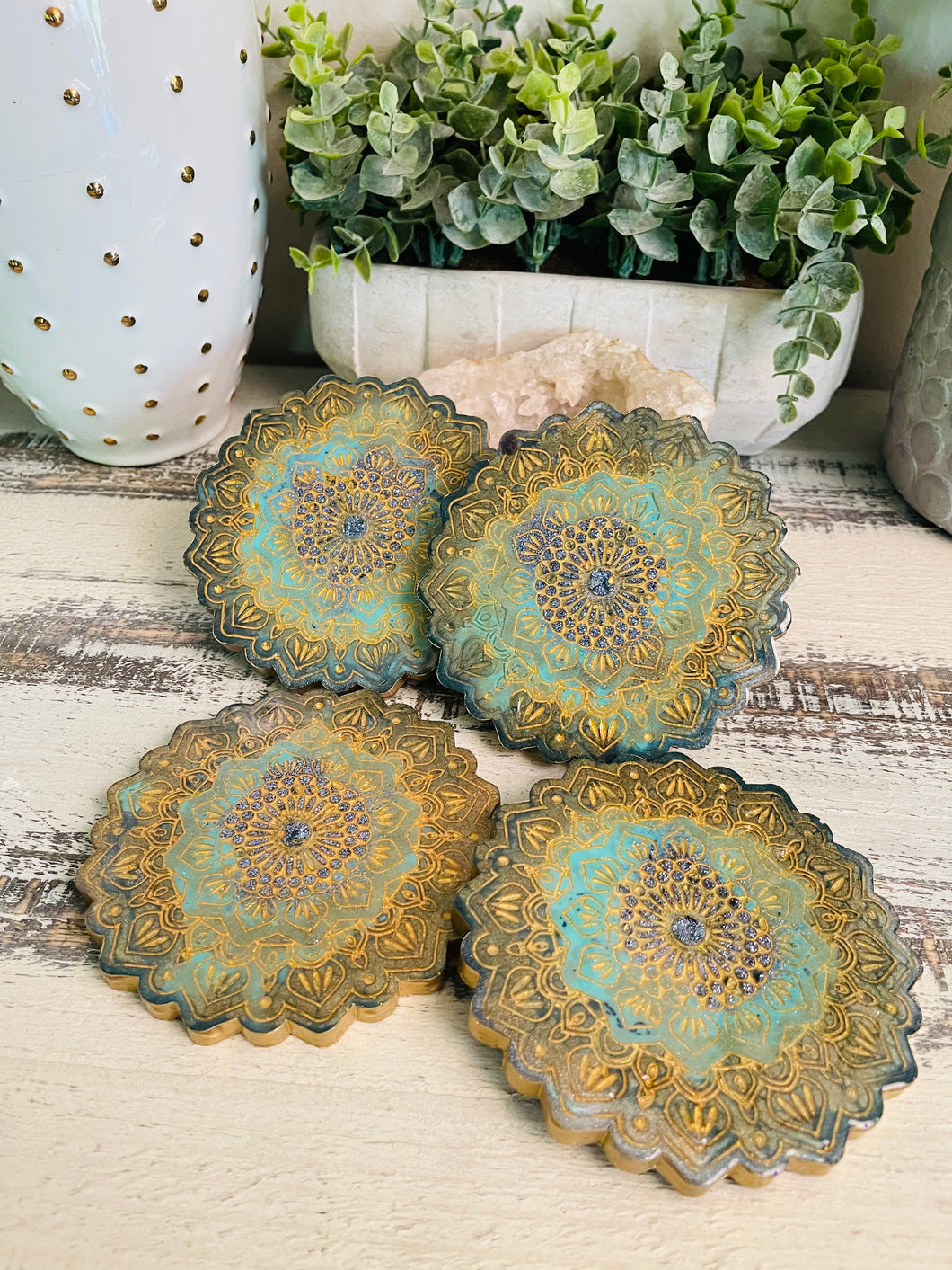 Coasters Flower #84- Crystal Epoxy set of 4 - SOLD