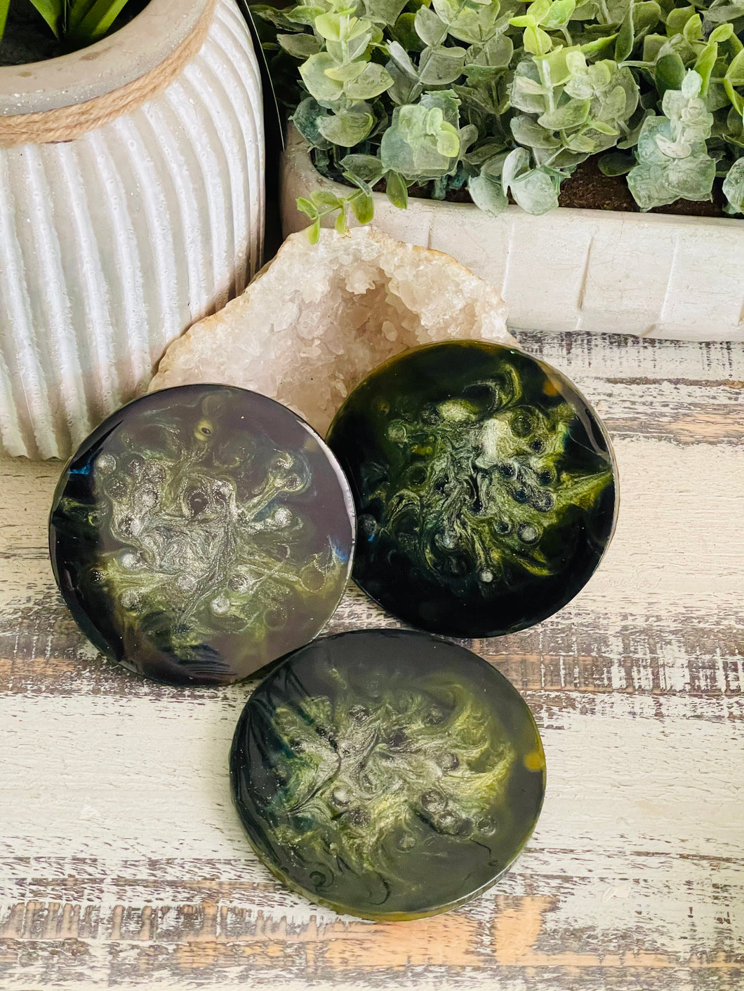 Coasters #73- Agate Epoxy set of 3 - Sale