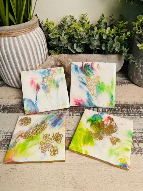 Coasters #96- Square Epoxy set of 4 - SOLD