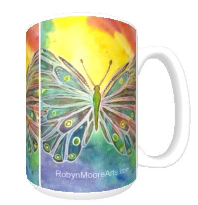15oz ceramic art mug vibrant rainbow butterfly