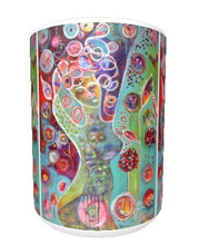 15oz ceramic art mug abstract vibrant colorful wild curly hair woman