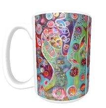 15oz ceramic art mug abstract vibrant colorful wild curly hair woman