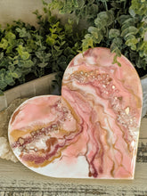 fluid pink heart with gold white fire glass