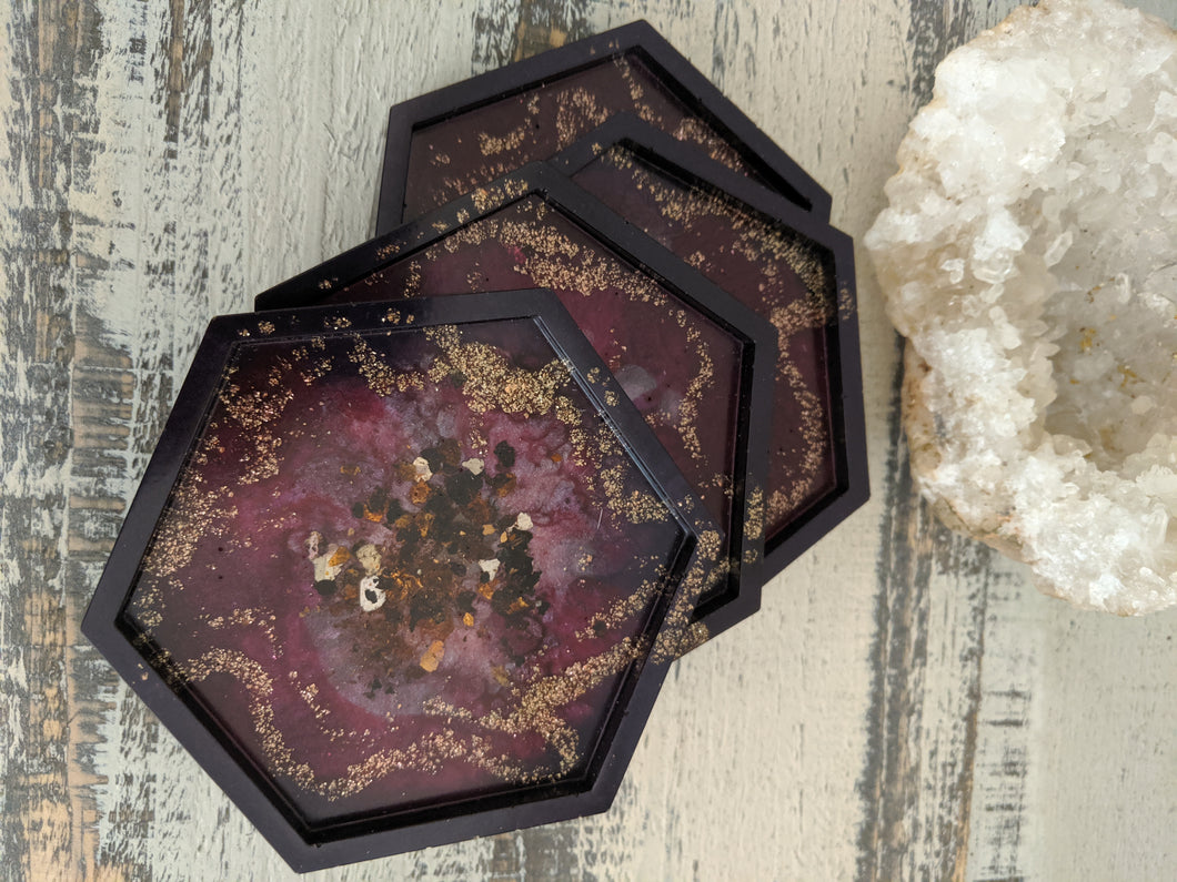 Coasters #9 - Octagon Epoxy set of 4 - Sold