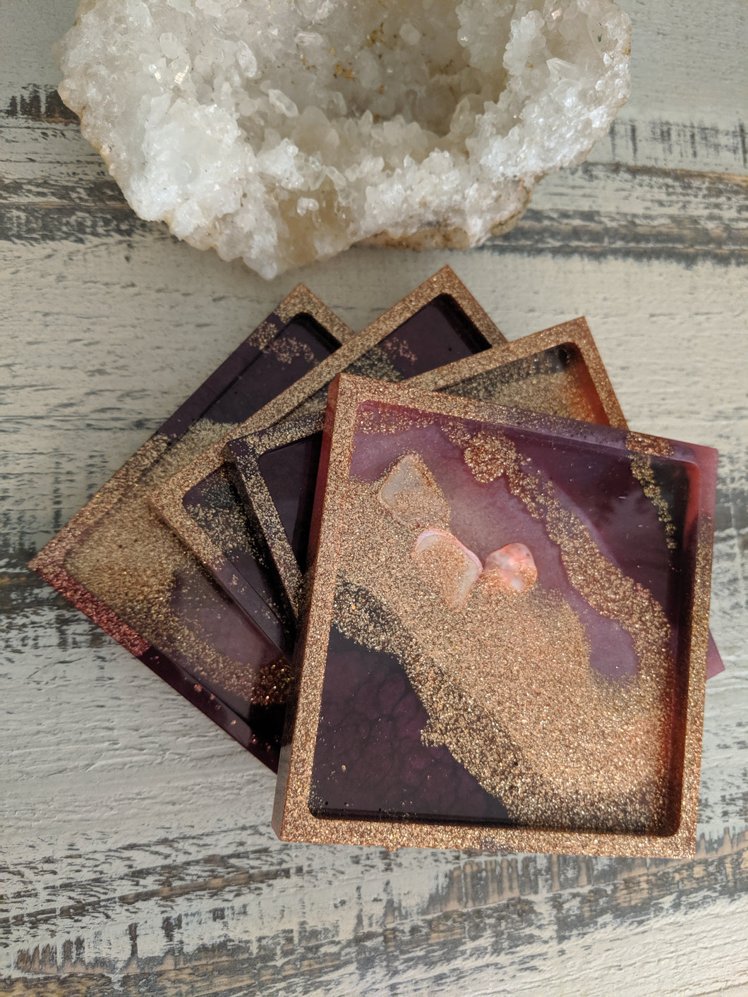 Coasters #3 - Square Epoxy set of 4 - Sold