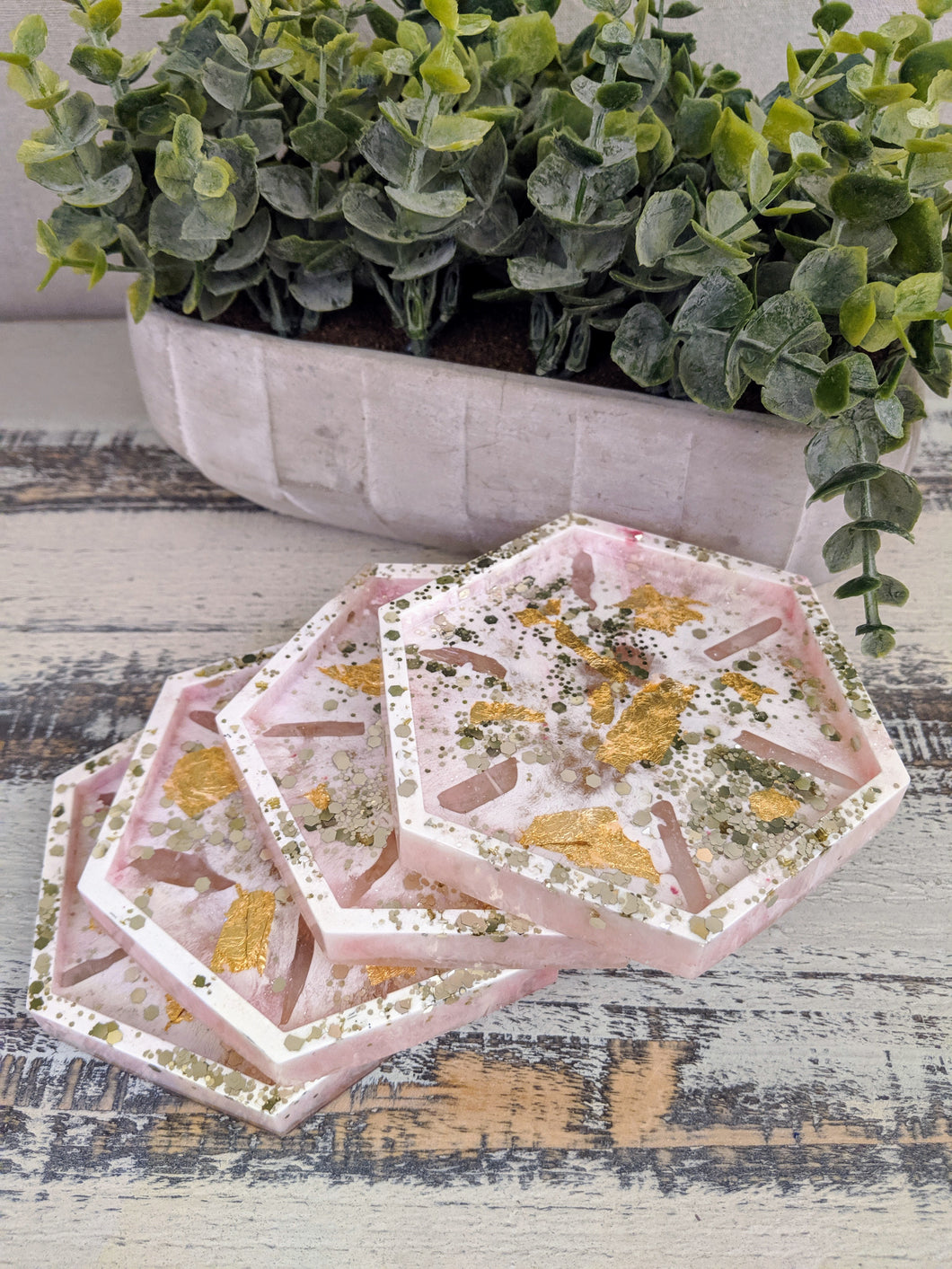 Coasters #17- Octagon Epoxy set of 4 - Sold