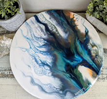 abstract teal blue bronze lazy susan