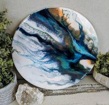 abstract teal blue bronze lazy susan
