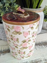 white and rose designer canister with wine and teal resin top agate and crystal