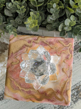 top of glass crystal flower trinket box pink and gold top