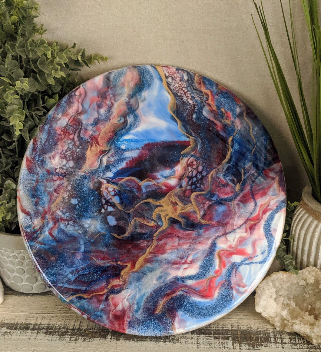 abstract patriotic lazy susan red white blue gold