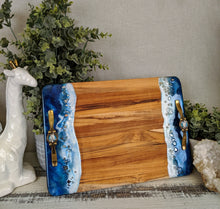 ocean color cheese board with handles