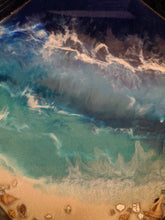 close up blue shell tray ocean scene blue and teal