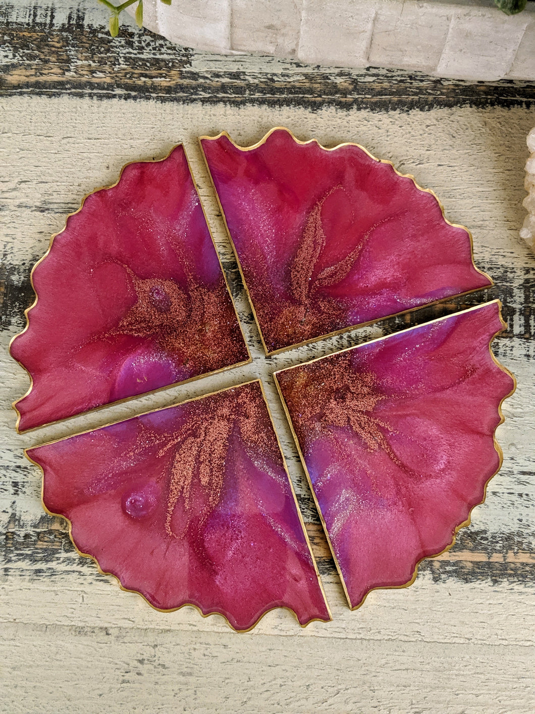 Coasters #20 - Triangle agate Epoxy set of 4 - Sold