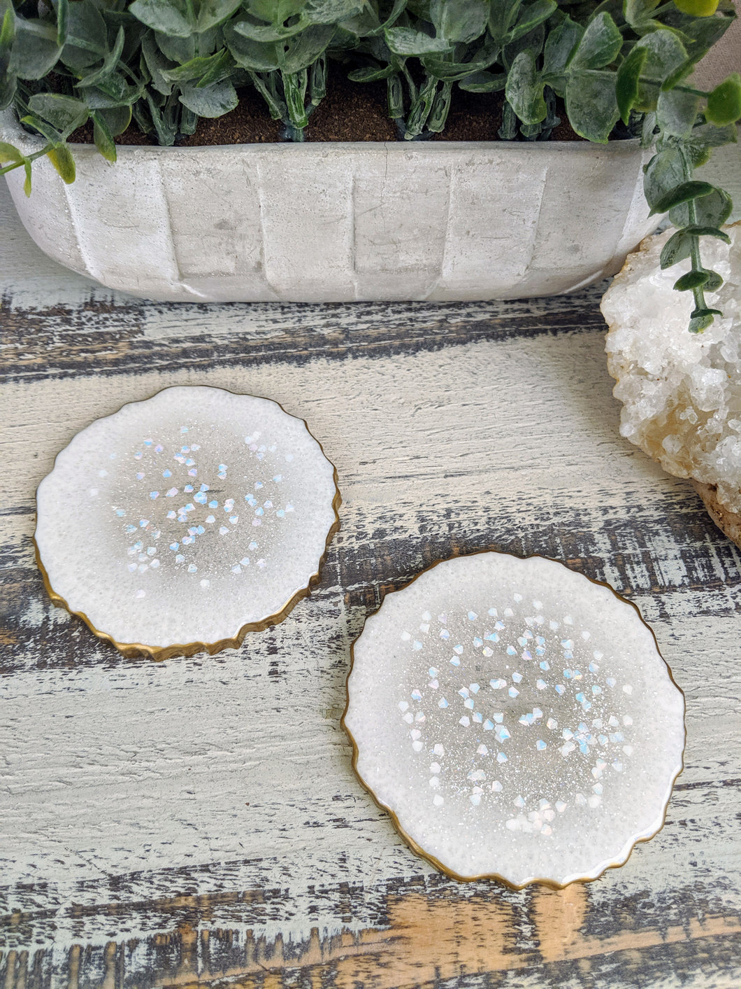 Coasters #26- Agate Epoxy set of 2 - Sold