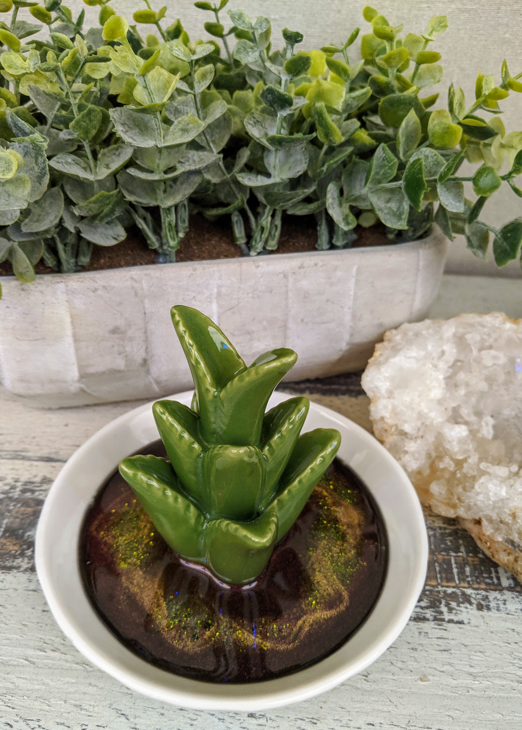 Ring Dish - Cactus wine and green