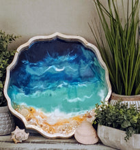 shell ocean tray in blue and teal