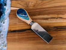 ocean color cheese board with handles and matching cheese knife