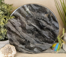 silver black and grey resin lazy susan with silver glitter