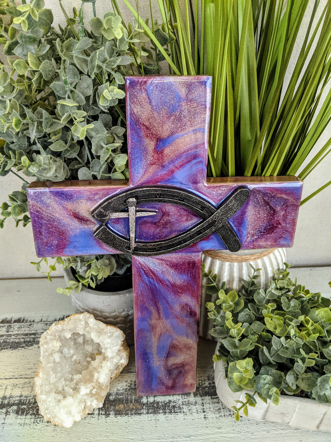 Cross - Wood with resin - Sold
