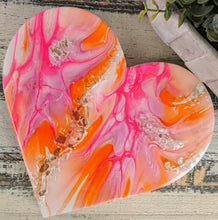 abstract fluid heart orange pink white resin and fire glass