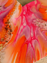 abstract fluid heart orange pink white resin and fire glass