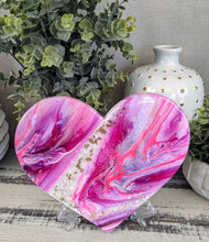 abstract resin heart pink lavender fire glass