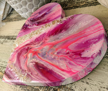 abstract resin heart pink lavender fire glass