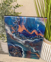vibrant abstract resin art in blue and teal diptych