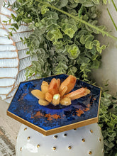 Ring Dish - Octagon Blue and Gold Crystal Cluster