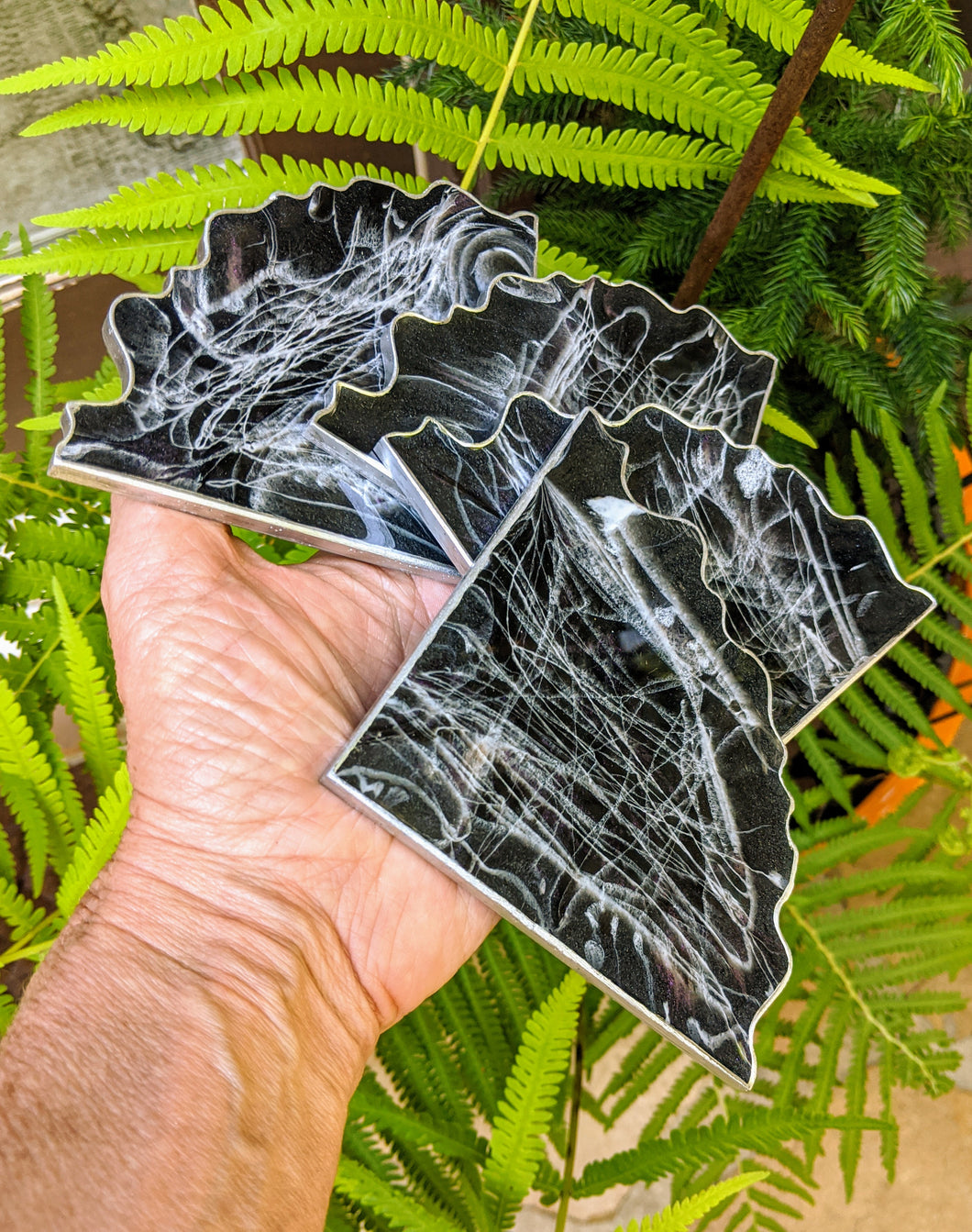 Coasters #54 - Triangle agate Epoxy set of 4