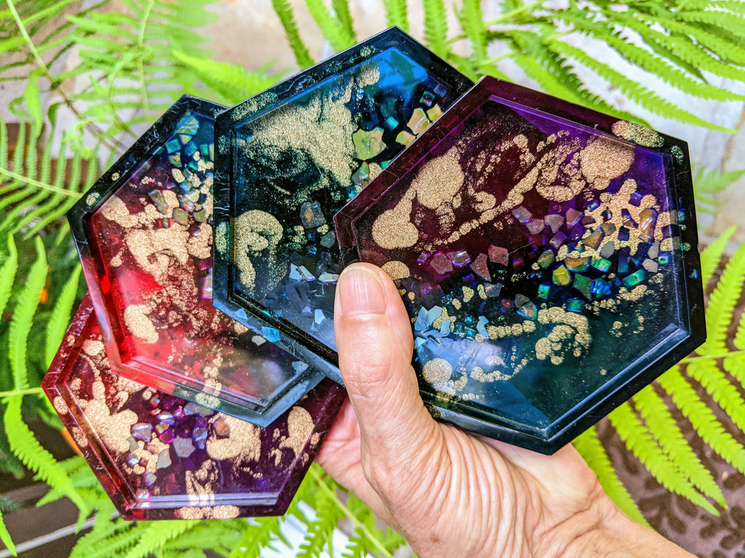 Coasters #14 - Octagon Epoxy set of 4
