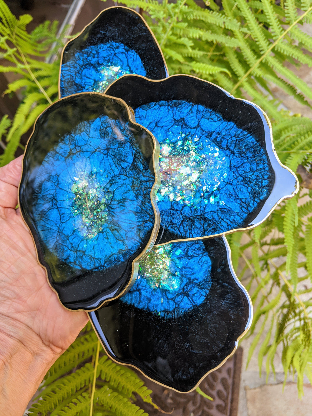 Coasters #50- Agate Epoxy set of 4 - Sold