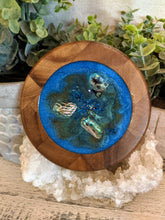 Coasters #51- Round Acacia Wood w/ holder - Epoxy set of 6