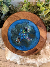 Coasters #51- Round Acacia Wood w/ holder - Epoxy set of 6