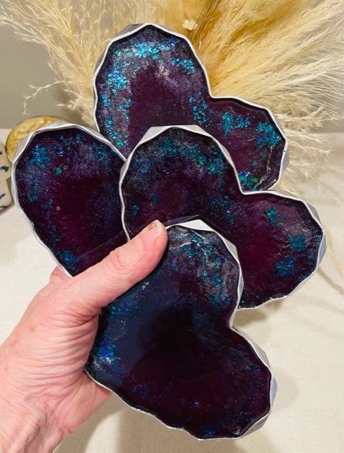 Coasters #106- Epoxy set of 4 - SOLD