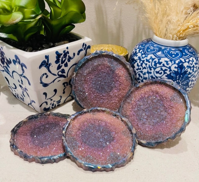 Coasters #101- Agate Epoxy set of 4