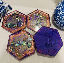 Coasters #114 - Octagon Epoxy set of 4 - SOLD