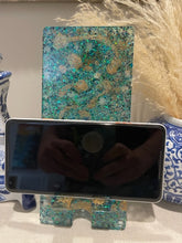 Phone Stand 28 - Blue and Green Glitter Phone Holder - SOLD