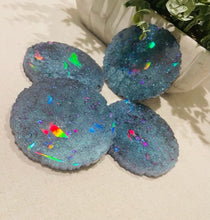 Coasters #118- Rainbow Prism Epoxy set of 4 - SOLD