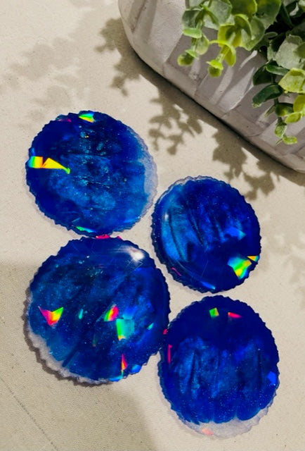 Coasters #120- Rainbow Prism Epoxy set of 4