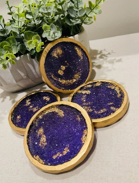Coasters #103- Glittery Epoxy set of 4